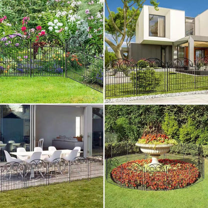 Tall Garden Fence Animal Barrier with Gate, 32 in(H) 8 Panels Garden Fences and Borders for Dogs, Dog Fence Outdoor for Yard, Total Length 17.5 Ft Metal Temporary Fencing│Patented