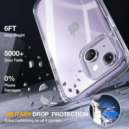 Miracase Class Series for iPhone 14 Case 6.1 inch, [Built-in Tempered Glass Screen Protector] [Bubble Free] Full-Body Protective Bumper Phone Case with Camera Lens Protector, Clear