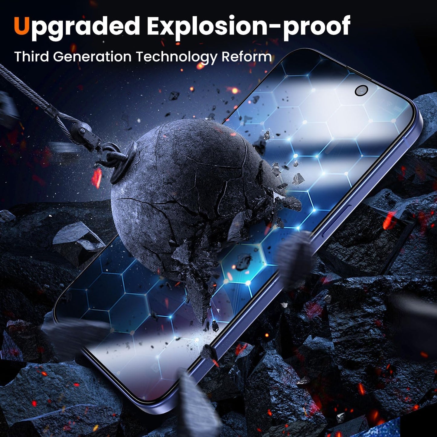 UniqueMe for iPhone 15 Plus / 16 Plus Privacy Screen Protector - [Military Grade Shatterproof & 9H+ Hardness] Tempered Glass Full Coverage Protection,Easy to install,2 Packs