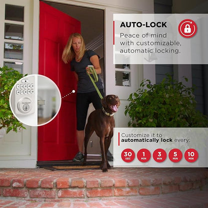 Kwikset SmartCode 260 Keyless Entry Electronic Keypad Deadbolt Door Lock with Auto-Lock, Custom User Codes, Advanced Security in Satin Nickel Traditional