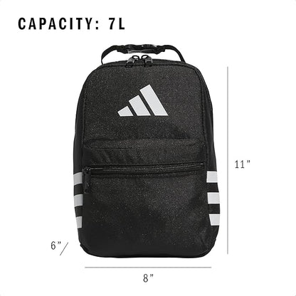 adidas Santiago Lunch Bag Cooler for Women and Men, Insulated Food Container Box with Mesh Pocket, Black/White/3.0, One Size