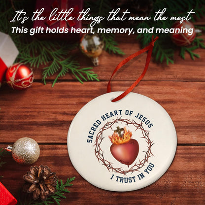 FLAGWIX Christian Gifts for Women Men - Sacred Heart Ceramic Christmas Ornaments 2025 for Tree Decorations - Religious Gifts for Women, Religious Christmas Ornaments, Spiritual Christian Gift Ideas