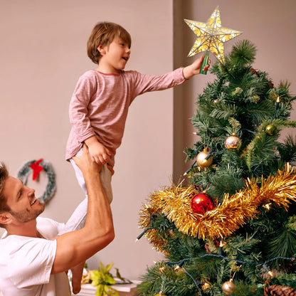 ODEETRONIC Star Christmas Tree Topper, 9.5in UL Certified 3D Star Tree Topper Lights, Double Sided Christmas Tree-top with 10 Count Incandescent Warm White Lights for Xmas Tree New Year Home, Silver