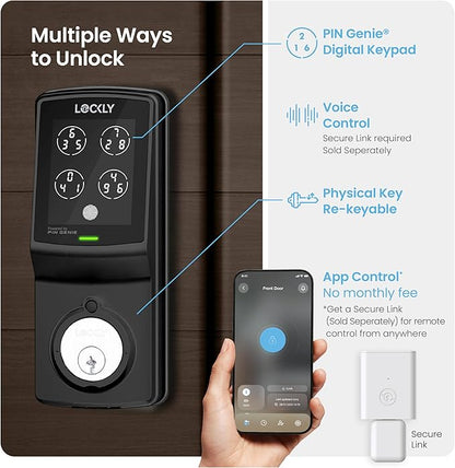 Lockly Smart Lock Model 7S, Bluetooth Smart Door Lock, Keyless Entry with PIN Genie® Digital Keypad, Front Door Lock Deadbolt, Voice Control & Auto Lock