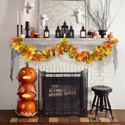 Lvydec 2 Pack Fall Maple Garland Clearance - 5.9ft/Strand Artificial Fall Garlands Assorted Color Leaves Autumn Decor for Home Wedding Halloween Thanksgiving Party