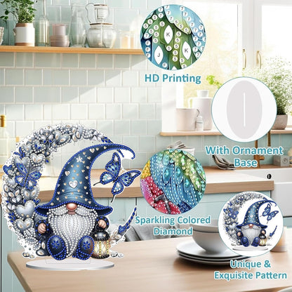 Diamond Painting Kits for Adults Beginners, 5D Full Drill Dwarf Moon Crystal Art Desktop Ornament, DIY Single Sided Home Office Desk Decor, Creative Craft Gift Set with Tools