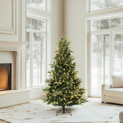 GarveeHome 4.5 FT Artificial Pre-lit Mini Christmas Tree, Green PVC Christmas Tree with 250 Warm White Lights for Home, Office, and Xmas Party Décor, Includes Stand