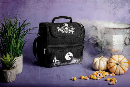 PICNIC TIME Disney Nightmare Before Christmas Jack Pranzo Lunch Bag, Insulated Lunch Box with Utensil Set, Lunch Cooler Bag, (Black), 11 x 7.5 x 12