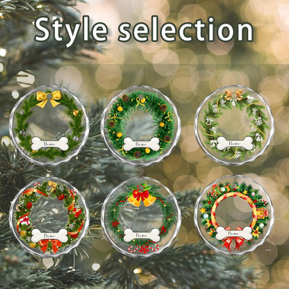 Personalized Christmas Ornaments, Custom Glass Ornament with Photo,Customized Christmas Tree Decor Gifts for Pet, Wreath Bone