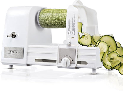 BELLA 4-in-1 Automatic Electric Spiralizer & Slicer, Quickly Prep Healthy Veggie or Fruit Spaghetti, Noodles or Ribbons, Easy To Clean, Recipe Book Included, White, 14641