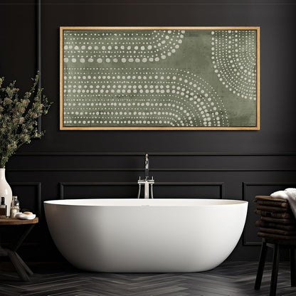 MUDECOR Extra Large Framed Canvas Print Wall Art Abstract Dot Matrix Canvas Art in Olive Tones Antique Retro Fine Art Illustrations Decorative Colorful for Bedroom - 60"x30"