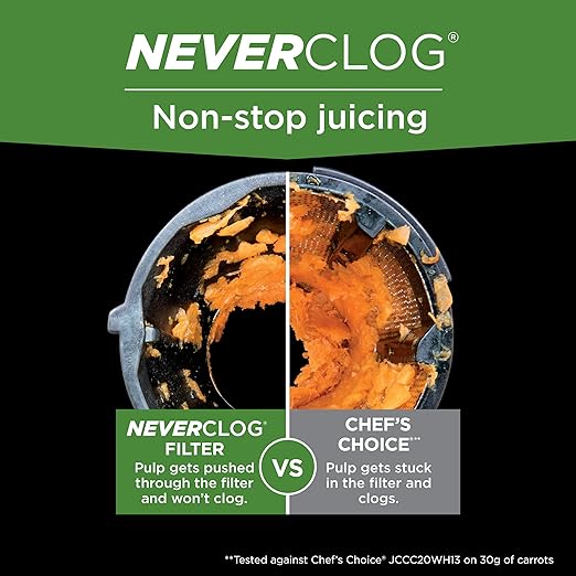 Ninja NeverClog Cold Press Juicer, Powerful Slow Juicer with Total Pulp Control, Countertop, Electric, 2 Pulp Functions, Dishwasher Safe, 2nd Generation, Blue/Navy, JC151NV