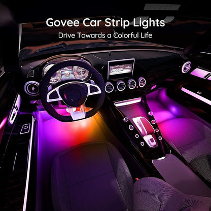 Govee Car Lights, Smart RGBIC Interior Car Lights with APP, Remote Control, LED Lights for Decor, DIY Mode and Multiple Scene Options, 2 Lines Design 72 LED Lights