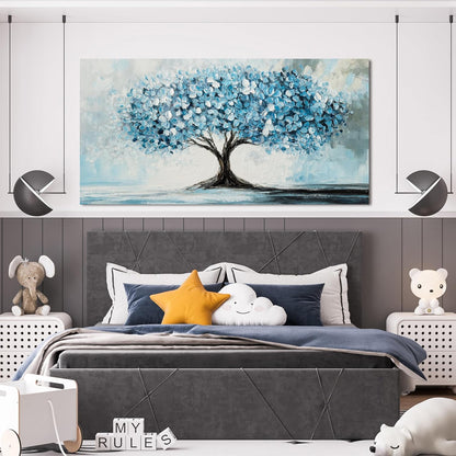 Canvas Wall Art Decor Canvas Art Wall Decor Tree of Life Wall Art Modern Blue White Wall Art Prints Large Artwork for Walls Wall Art Pictures for Living Room for Bedroom Office Decor 24" X 48"