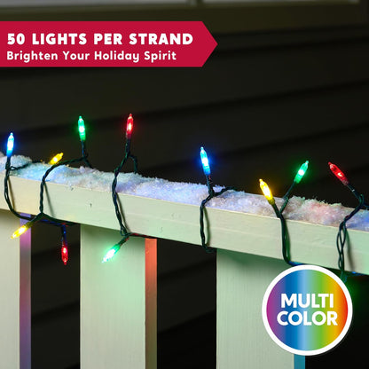 Joiedomi LED Christmas String Lights,2×50 Count 32.6FT Battery Operated Christmas Tree Fairy Lights with 8 Modes,Multifunction Green Wire for Xmas Decor Party Holiday House,Multicolor