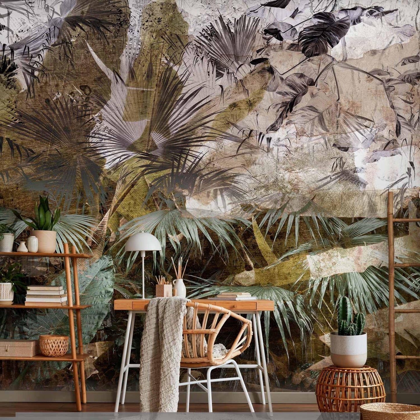 artgeist Wall Mural Tropical Leaves 77x55 in - XXL Peel and Stick Self-Adhesive Wallpaper Removable Large Sticker Foil Wall Decor Print Picture Design Jungle Nature Palm Green Leaves b-C-0789-a-a