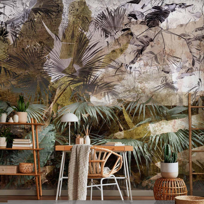 artgeist Wall Mural Tropical Leaves 77x55 in - XXL Peel and Stick Self-Adhesive Wallpaper Removable Large Sticker Foil Wall Decor Print Picture Design Jungle Nature Palm Green Leaves b-C-0789-a-a
