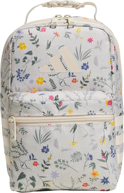 adidas Santiago Lunch Bag Cooler for Women and Men, Insulated Food Container Box with Mesh Pocket, Meadow Floral Wonder White/Wonder White/3.0, One Size