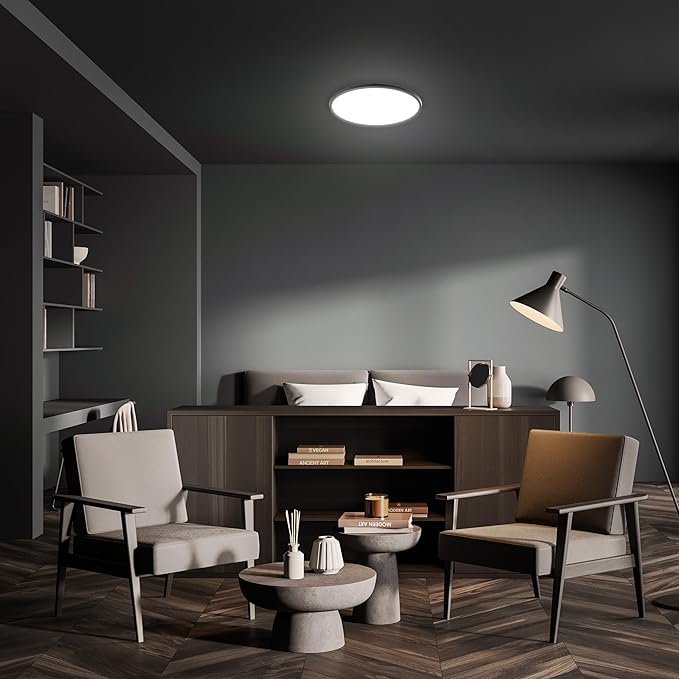 Feit Electric 25in Selectable White Ceiling Light, 2500 Lumens, 5 Color Temperatures (2700K-6500K), Dimmable, 36W Flush Mount, Perfect for Office, Kitchen, and Living Spaces, FM25LP6WYBK
