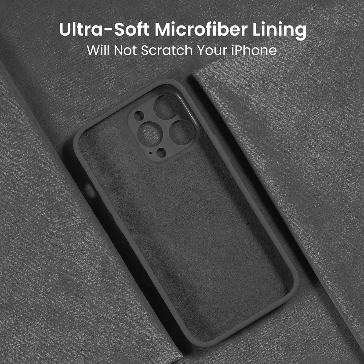 FireNova for iPhone 14 Pro Case, Silicone Upgraded [Camera Protection] Phone Case with [2 Screen Protectors], Soft Anti-Scratch Microfiber Lining Inside, 6.1 inch, Space Gray