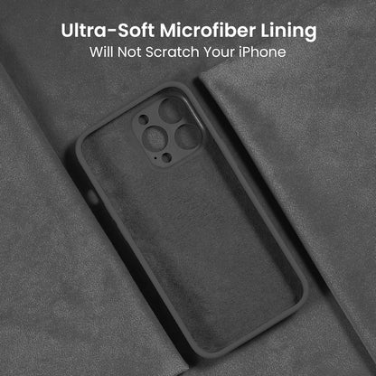 FireNova for iPhone 14 Pro Case, Silicone Upgraded [Camera Protection] Phone Case with [2 Screen Protectors], Soft Anti-Scratch Microfiber Lining Inside, 6.1 inch, Space Gray