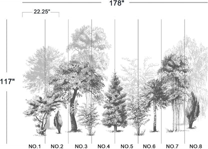 Black and White Oil Painting Forest Wall Mural Wallpaper for Bedroom 178" x 117"