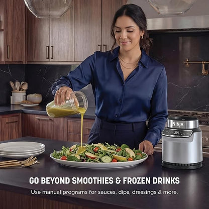 Ninja | Blender | Nutri Pro | Single Serve | For Smoothies, Salsa, Shakes and Frozen Drinks | Includes 2 Smoothie Cups & Lids | Crushes Ice, Fruit & Veggies |Silver | BN401