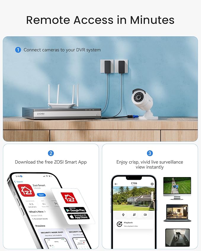 ZOSI H.265+ 16 Channel Security Camera System with AI Human Vehicle Detection, 16CH 1080p DVR and 8 x CCTV Weatherproof Bullet Camera Outdoor Indoor, 80ft Night Vision, 90°Wide Angle (No Hard Drive)