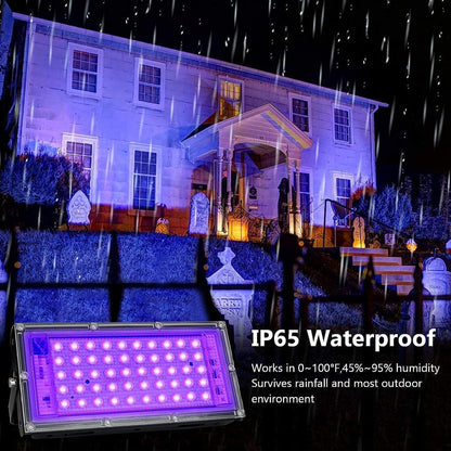 50W Black Lights, Blacklight Flood Light with Plug and Switch,for Glow Party, Halloween, Fluorescent Poster, Stage Lighting, Body Paint