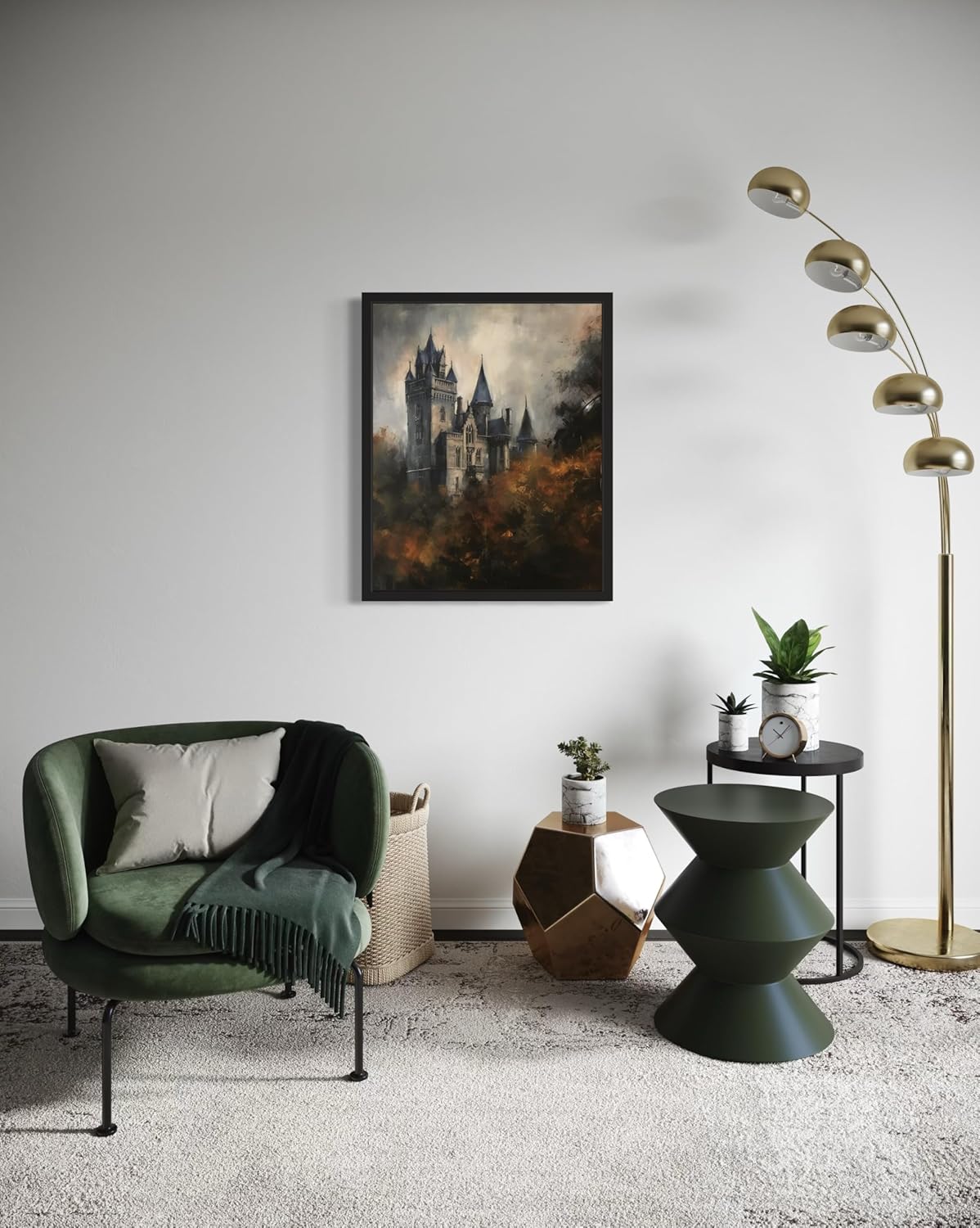 Old Castle Poster Art Print, Halloween Scary Vintage Wall Art Academia Spooky Painting Decoration for Horror Prints, Gothic Posters Bedroom Decor 89 (Old Castle, 8 x 10 inches, Black Frame)