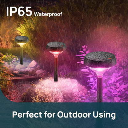Linkind Solar Pathway Lights 8 Pack, Color Changing Halloween Decorations Outdoor Waterproof, Multicolor Warm Cool White Solar Halloween Lights for Walkway Yard Garden Landscape