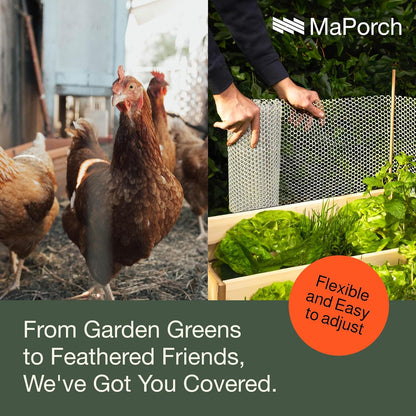 MaPorch Plastic Wire Mesh Fence - White, 15.71" x 10 ft - Plastic Chicken Wire Fencing for Dogs, Rabbits & Poultry - Chicken Netting - Snake Barrier - Balcony Netting for Pets - Balcony Cat Barrier