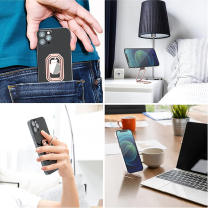 Phone Ring Holder Finger Kickstand, 360° Rotation Metal Phone Grip for Magnetic Car Mount Foldable Cell Phone Stand Compatible with Most Smartphones