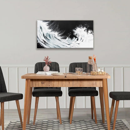 TAIJXAGSG Black And White Abstract Wall Art Painting Canvas Art Wall Decor 20x40 Inch Decorations White Ocean Waves Wall Art Canvas Abstract Art Picture For Bedroom Kitchen Office Home Decor
