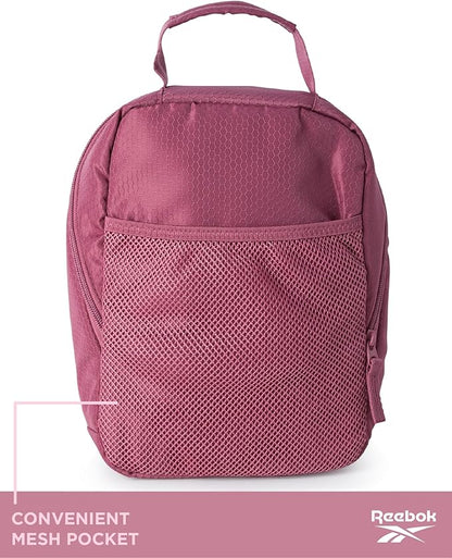 Reebok Mens and Womens Lunch Bag - Portable Insulated Work Lunch Box for Women and Men with Two Compartments and Handle, Quinn Deco Rose