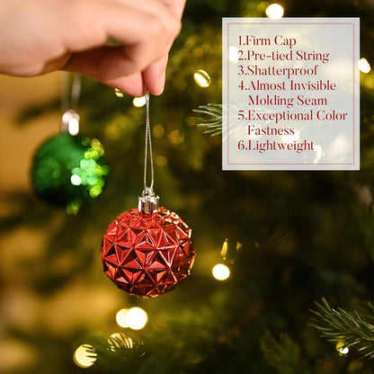 Valery Madelyn Christmas Tree Decorations Ornament Set for Fall Halloween, 50ct 2.36 Inches Red Green and White Shatterproof Christmas Ball Ornaments Hanging Xmas Holiday Party Decor