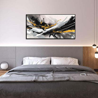 Black and White Canvas Wall Art for Living Room - Modern Abstract Wall Decor for Bedroom - Black Framed Wall Art for Office Size 29" x 59"