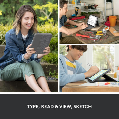 Logitech Rugged Folio Keyboard Case for iPad (10th gen & A16) with Military-Grade Protection and Logitech Crayon (USB-C) Digital Pencil for All iPads (2018 Releases and Later)