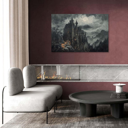 Vintage Castle Poster Dark Academy Victorian Gothic Castle Wall Art Poster Moody Mystical Art Print Suitable for Home Living Room Bedroom24x36in Wood Framed