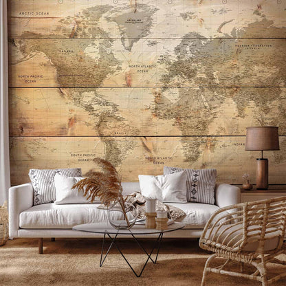 artgeist Wall Mural World Map 79x55 in - XXL Non-Woven Wallpaper Fleece Wall Decor Photo Print Picture Image Design Home Map of The World k-A-0218-a-a