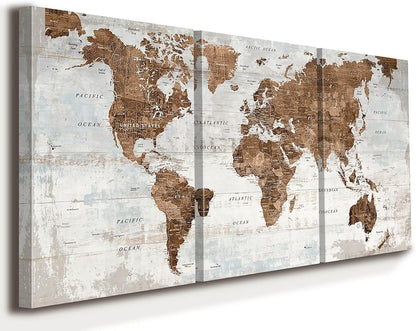 Living Room Pictures Wall Decor Large Wall Art for Home Office Artwork Vintage Old Maps for Wall Giant Oversized Art Prints Inspirational Brown Paintings