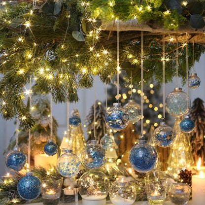 Sea Team Shatterproof Clear Plastic Christmas Ball Ornaments Decorative Xmas Balls Baubles Set with Stuffed Delicate Decorations (50mm/1.97"/30-Pack, Babyblue)