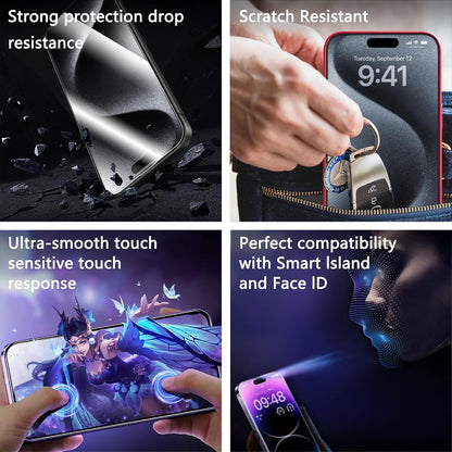 [2-Pack Ultra HD Clear Screen Protector for iPhone 15 Pro (6.1-Inch),9H Tempered Glass,Full Coverage,Anti-Fingerprint,Auto Dust Removal,Bubble-Free,Easy Installation