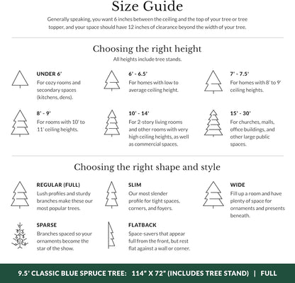 Balsam Hill 9.5ft Pre-Lit Classic Blue Spruce - Artificial Christmas Tree with 5,248+ Tips, 1600 Hand-Strung Clear LED Lights, Easy Plug System & Premium Stand for Indoor Holiday Decorating