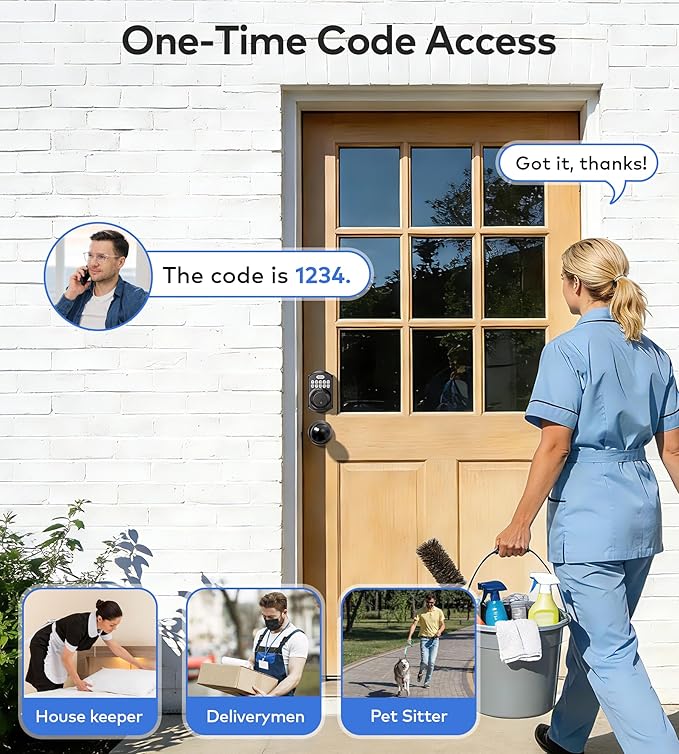 TEEHO TE001K Keyless Entry Door Lock with Handle, Electronic Keypad Deadbolt with 2 Knobs, High-Security Front Door Handle Set for Home & Rental, Smart Auto-Locking, Easy Install, Oil-Rubbed Bronze