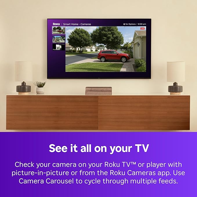 Roku Battery Camera for Home Security - New Weather-Resistant Indoor & Outdoor Wireless Camera & Pet Monitor with 1080p HD & Two-Way Audio - Rechargeable, Motion Detection & Wi-Fi