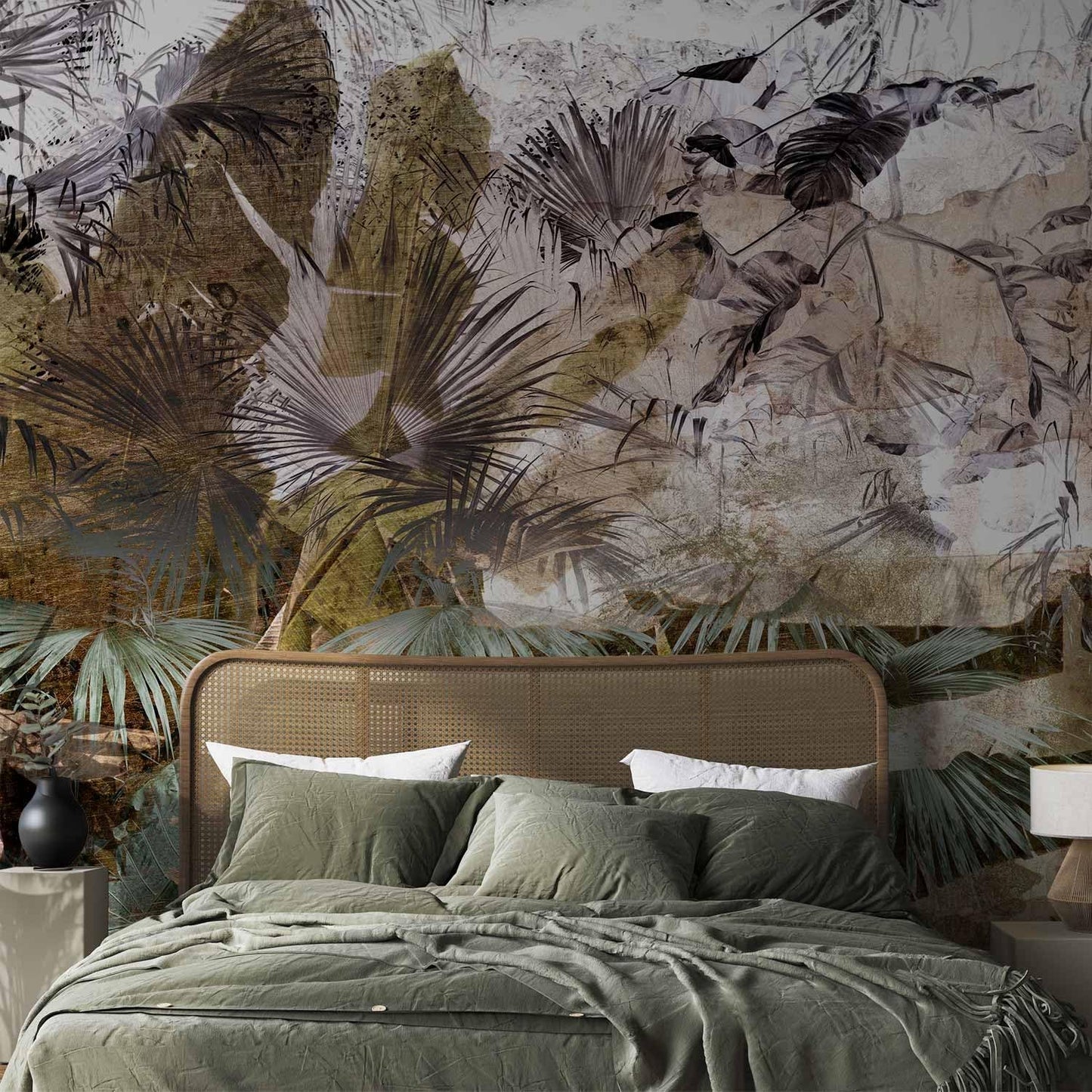 artgeist Wall Mural Tropical Leaves 96x69 in - XXL Peel and Stick Self-Adhesive Wallpaper Removable Large Sticker Foil Wall Decor Print Picture Design Jungle Nature Palm Green Leaves b-C-0789-a-a