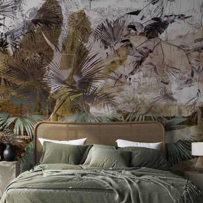 artgeist Wall Mural Tropical Leaves 77x55 in - XXL Peel and Stick Self-Adhesive Wallpaper Removable Large Sticker Foil Wall Decor Print Picture Design Jungle Nature Palm Green Leaves b-C-0789-a-a