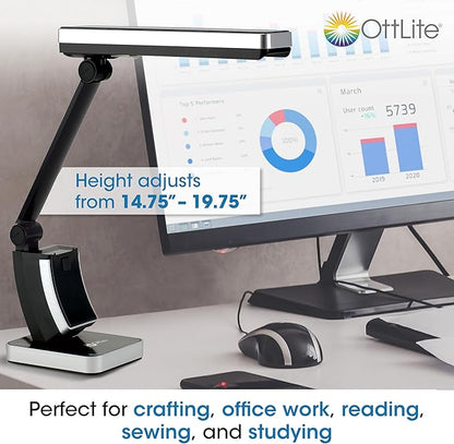 OttLite 13W Slimline Desk Lamp - Home, Office, Bedroom, or Reading (Black)