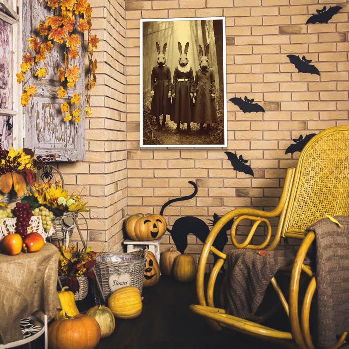 Dark Academia Decor Goth Room Wall Art Decor Creepy Spooky Vintage Ghostface Posters Rabbit Cult of the Occult Forest 12X16inch Unframed